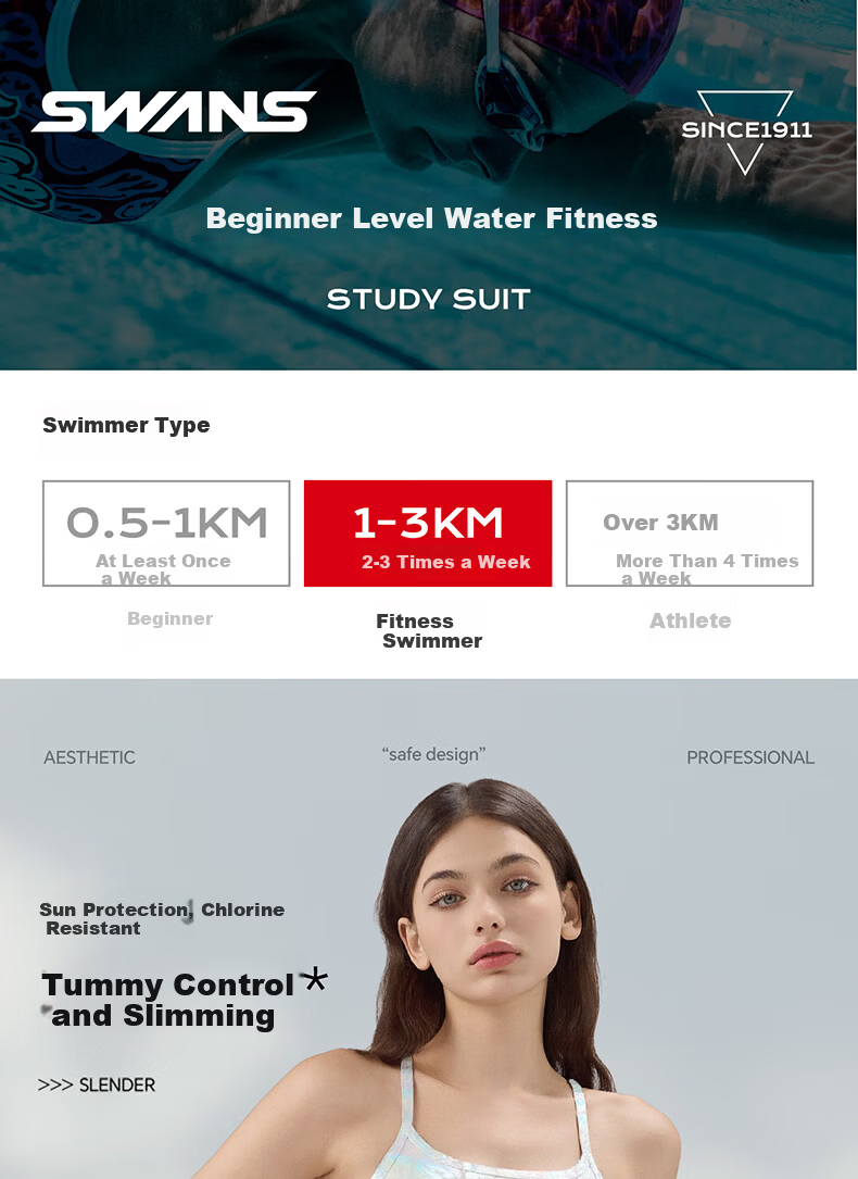 SWANS Women's Triangle Swimsuit, Comfortable Quick-Dry Chlorine-Resistant Professional Training Slim-Fit Hot Spring Swimwear Baiona M 1