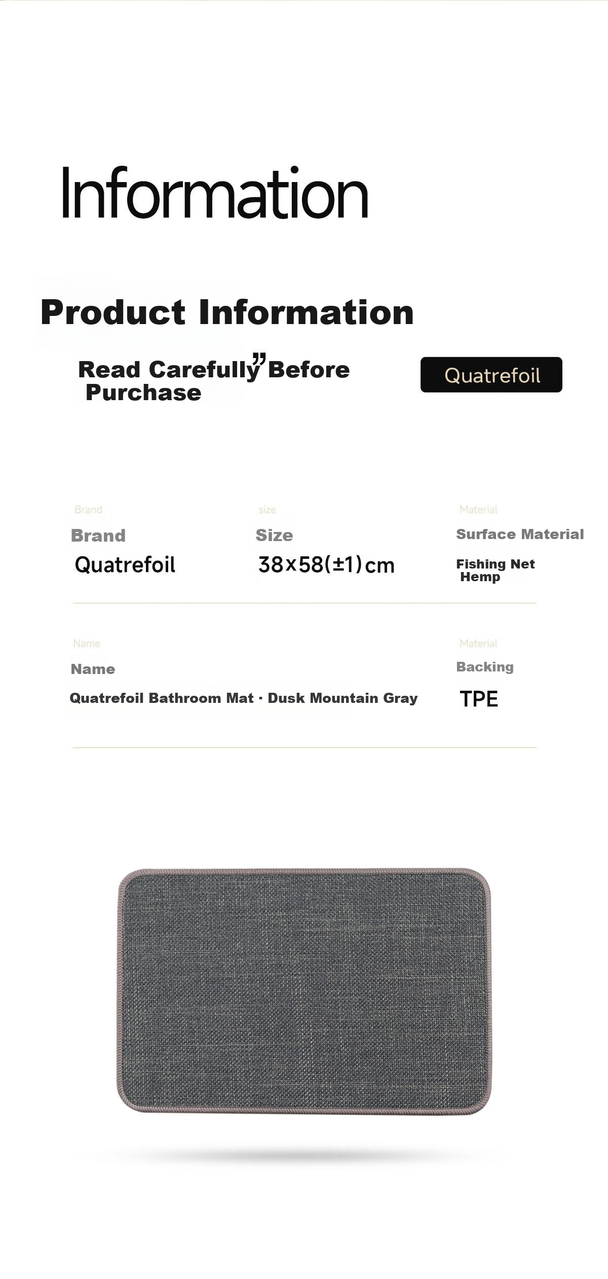 Quatrefoil Absorbent Bath Mat, Non-Slip Mat for Bathroom, Home Entrance, Toilet, Dirt-Resistant Foot Mat, 58*38cm, Sticker Bear Desig 7