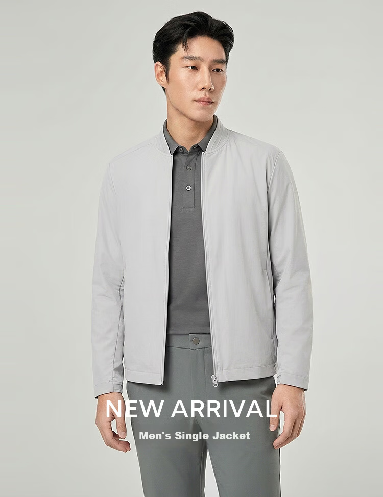 YOUNGOR Men's Spring New Baseball Collar Single Jacket Business Casual Commuting Versatile Outdoor Coat 414959E 8