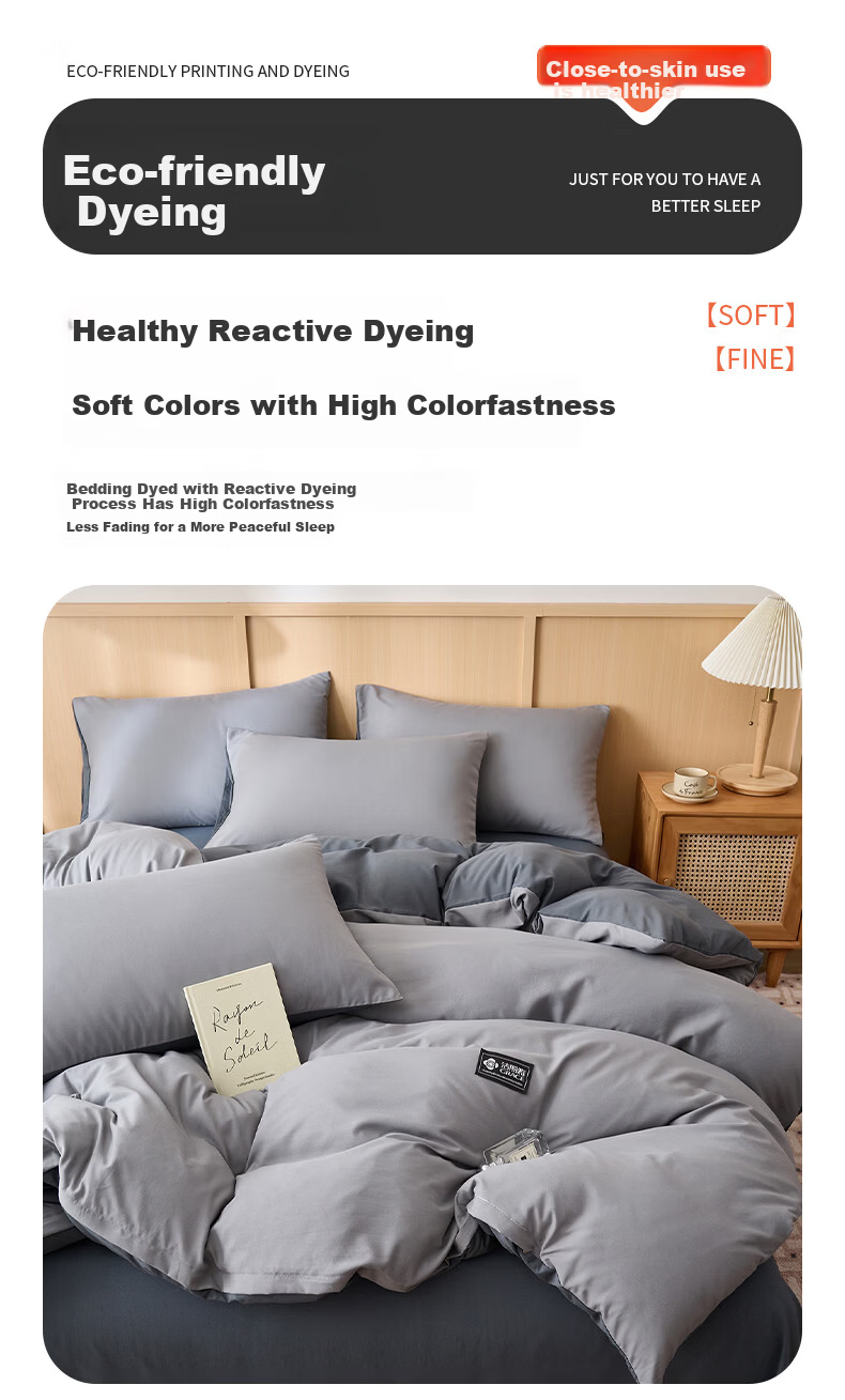 Grace A-Class Antibacterial Single Quilt Cover Skin-Friendly Student Single Duvet Cover Core Set Ink Pine Gray 200*230cm 7