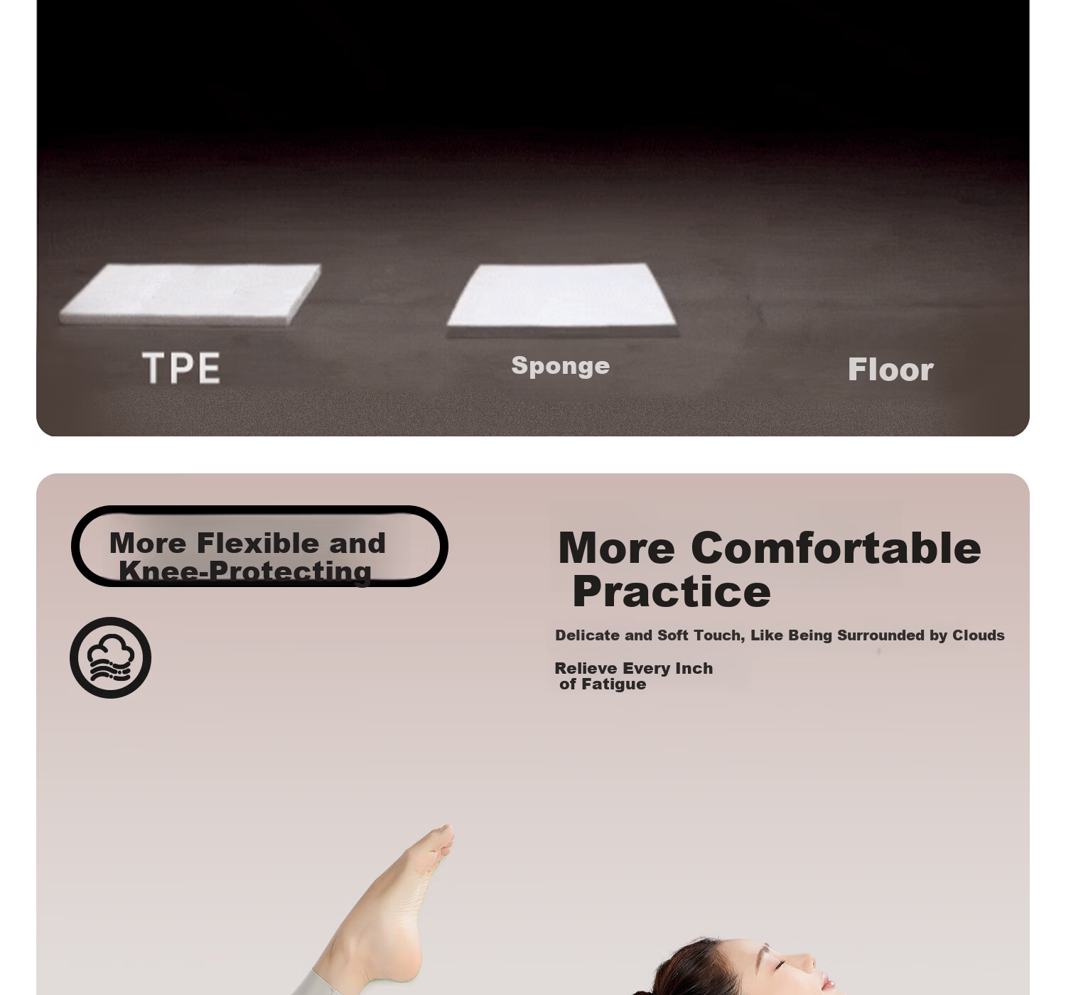 Yottoy Antibacterial Yoga Mat Non-Slip Mat Women's Floor Mat Home Fitness Mat Thickened Shock Absorption Silent Soundproof Exercise Mat 23