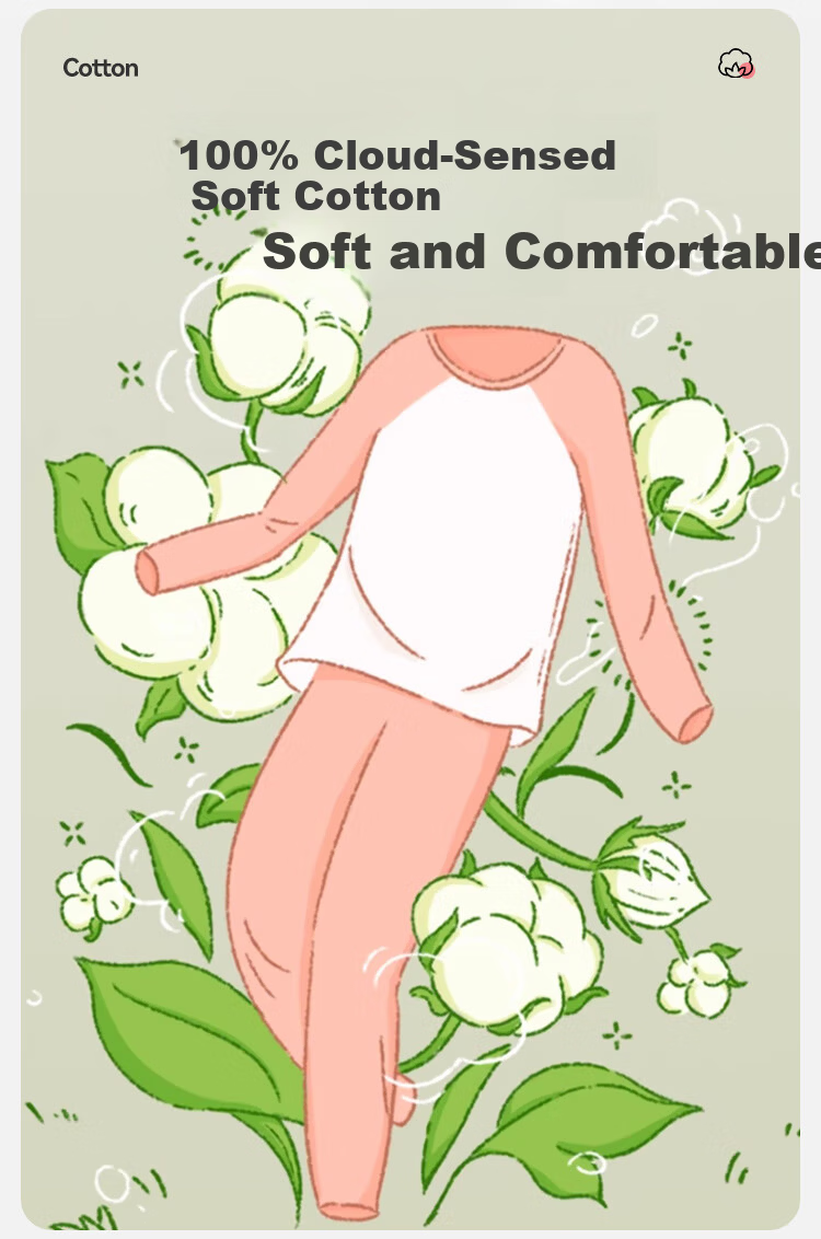 MiiOW Girls Autumn Thermal Underwear Set High School Student Teen A-Class Pure Cotton Warm Base Layer 2