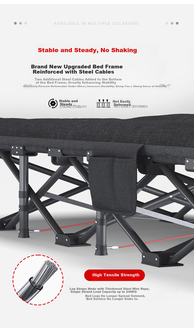 Nanjiren Folding Single Nap Bed Military Cot Care Bed Mattress Integrated 14-Leg Bed 6