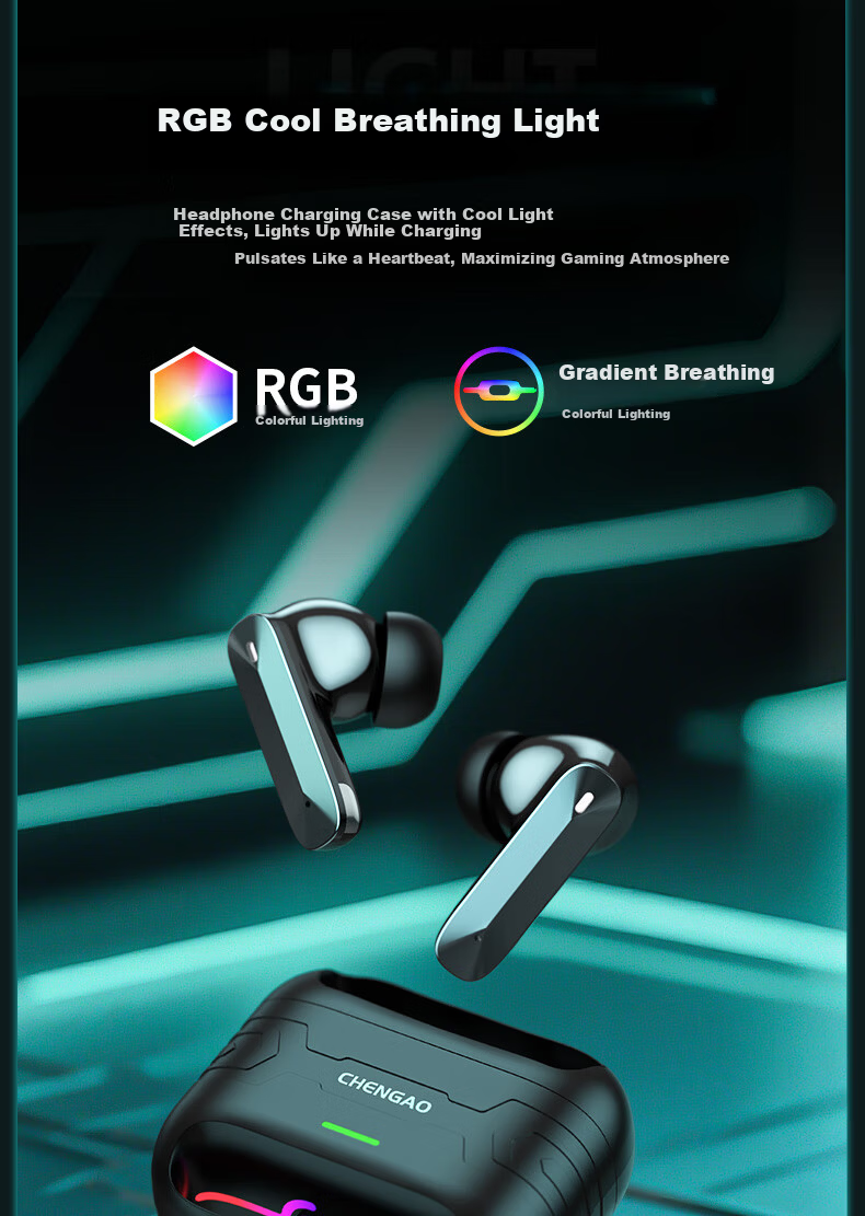 Chengao [ANC Noise Cancelling] Wireless Bluetooth Earbuds 2025 New In-Ear Dual Ear High-Definition Sound Quality Gaming Earphones for PUBG Positional Audio Long Battery Life Universal for Mobile T30 5