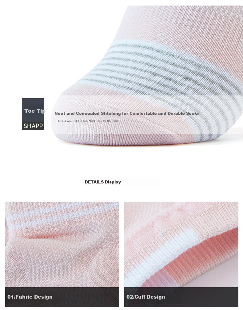XTEP 3-Pack Multicolor Sports Socks Simple Soft Comfortable Breathable Ankle Socks 880438540029 Pink One Size 3
