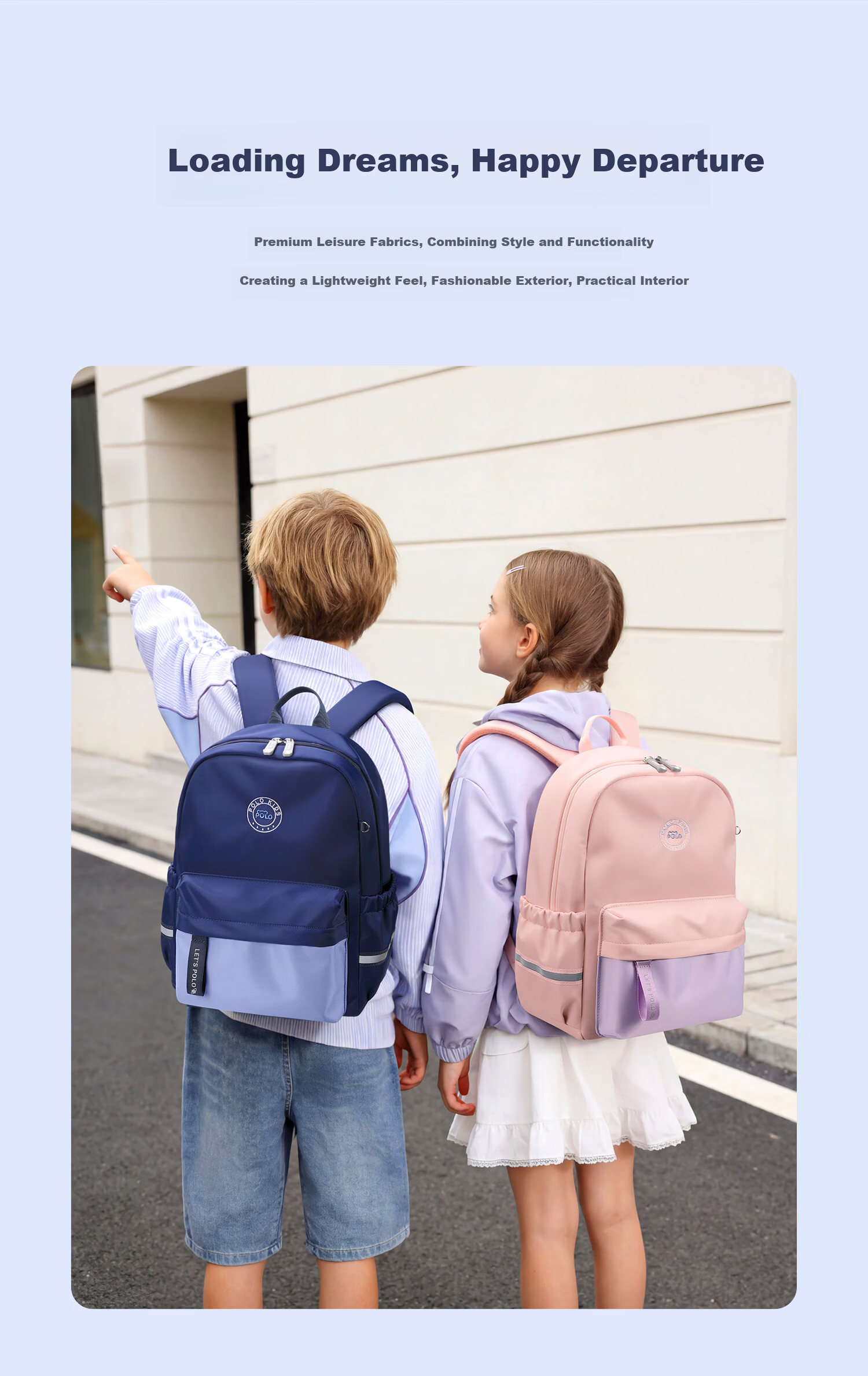 POLO Backpack for Elementary School Boys Kids Double Shoulder Bag Grades 1-3 Outdoor Travel Bag Study iPad Backpack Research Bag 3