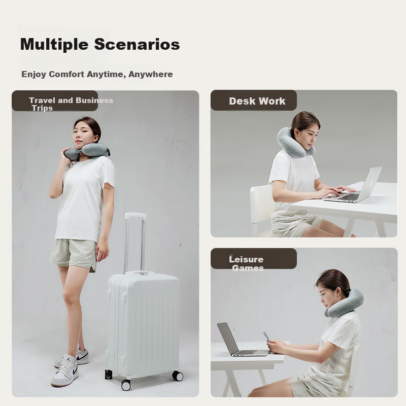 Fuju U-Shaped Neck Pillow Travel Neck Support Pillow Car Headrest Portable Office Nap Cushion 2
