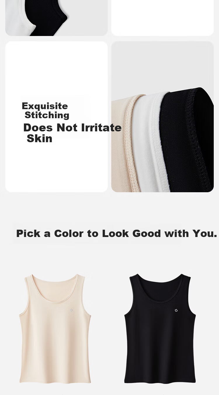 HLA [Zuihuxi-Air7] Women's Sleeveless Tank Top, Waist-Cinching, Pure Cotton 95% Cotton, Inner Wear, Basic Undershirt Camisole 15
