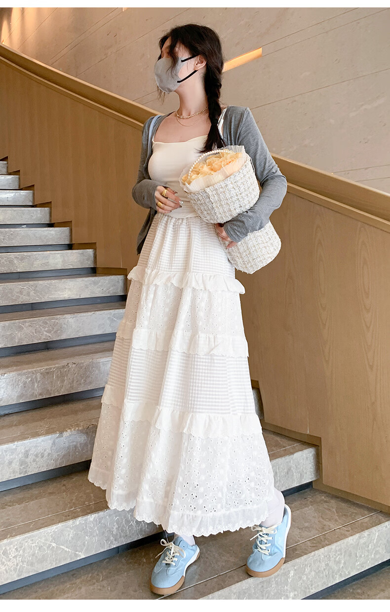 Borui White French Style Women's Skirt 2026 New Spring Summer Puff Skirt Fairy Mid-Length Ballet Cake Skirt 16