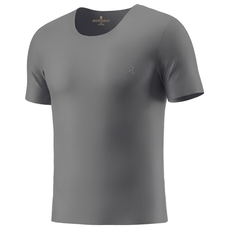 MONTAGUT 80s Modal Seamless Short Sleeve Men's Thin Ice Silk Cooling Half Sleeve Summer Base Layer Shirt