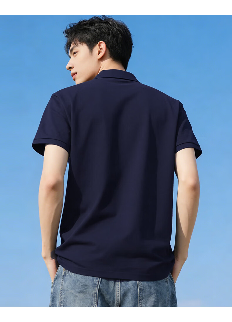 Jeanswest Men's Short Sleeve Polo Shirt 2026 Summer New Imitation Cotton Solid Color Loose Casual T-Shirt Base Shirt Black XL 12