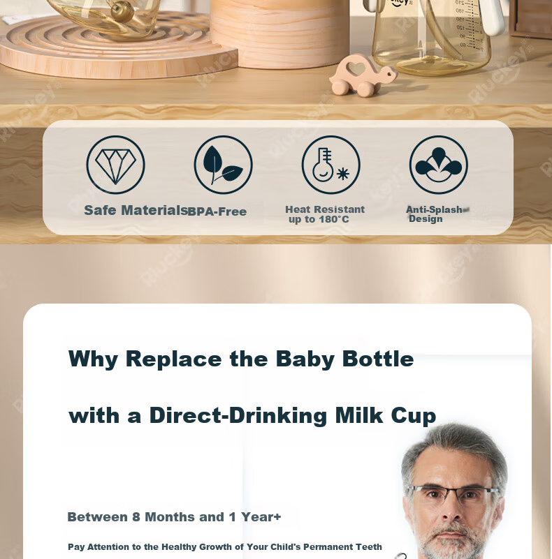 Leqi Children's Milk Cup PPSU Straw Cup Water Drinking Cup Measuring Cup V-Shaped Spray Gravity Ball Straw 2