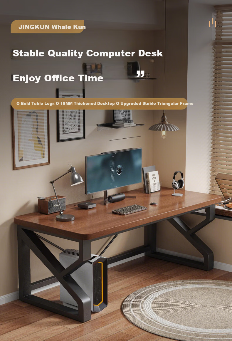 Jingkun Computer Desk Gaming Desk Solid Wood Desktop Study Writing Game Long Table for Home Office 1