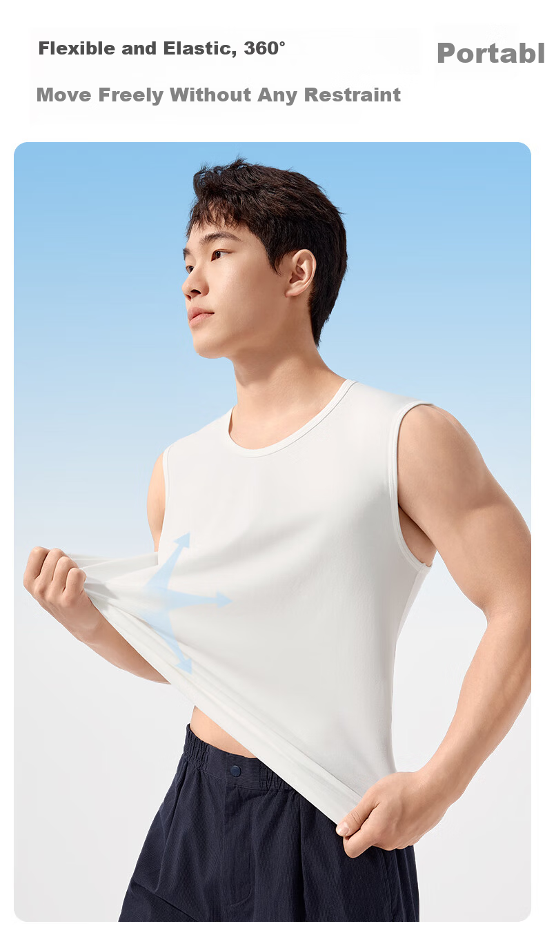 PurCotton Men's Antibacterial Wide-Shoulder Tank Top T-Shirt Base Layer 2-Pack 4