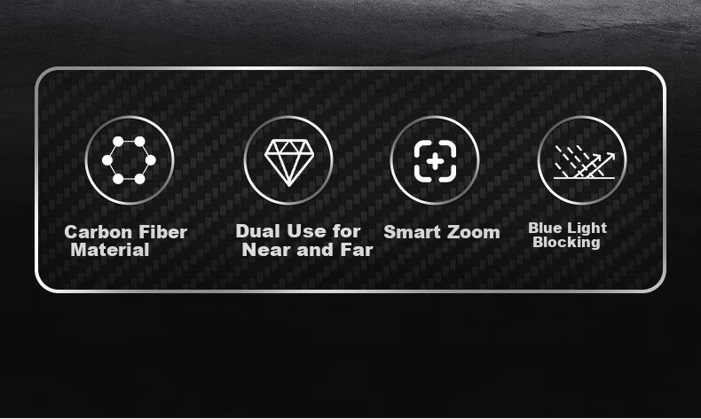 CAPONI Carbon Fiber Multifocal Auto-Focus Reading Glasses for Men, Blue Light Blocking, Genuine 3