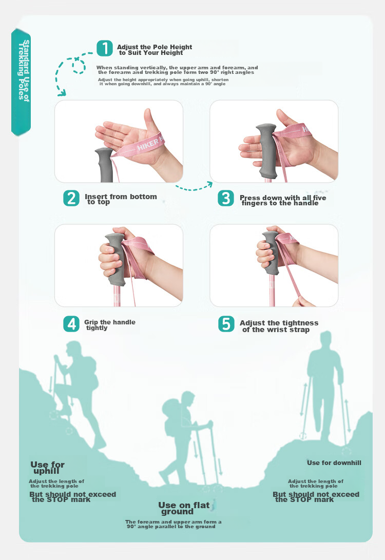 Pelliot [Qingyi AL] Children's Outdoor Trekking Pole, Aluminum Alloy Telescopic Hiking Stick, 166036026 Gree 22