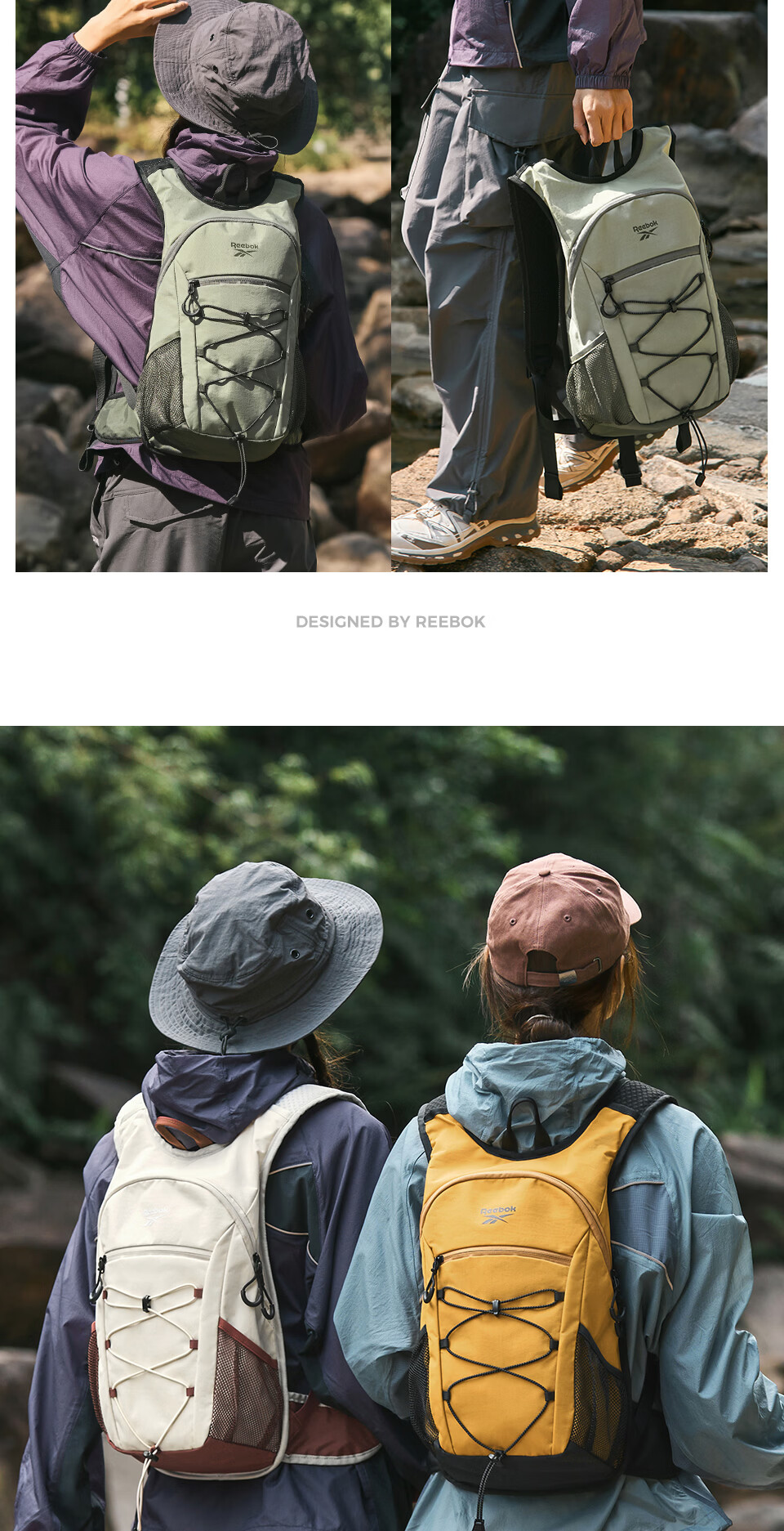 Reebok Lightweight Outdoor Hiking Backpack for Women and Men, Lightweight Double Shoulder Climbing Travel Bag, Latte Color 13