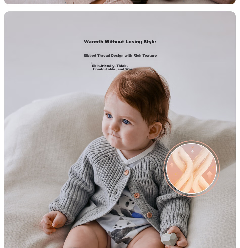 OAK FAMILY Children's Cardigan Sweater, Baby Boys And Girls Spring And Autumn Knitted Jacket, Pure Cotton, Pink (Anti-Static), Size 80 4