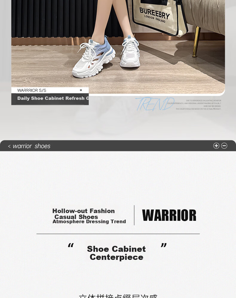 Warrior Official Women's Shoes 2026 Summer Breathable Mesh Lightweight Sneakers Hollow Out Sandals White Pink Size 36 2