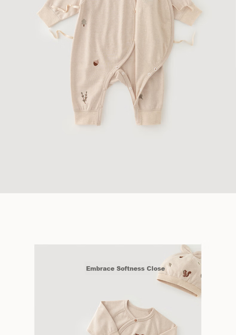 Guaiqi Bear Newborn Pure Cotton One-Piece Spring and Autumn Pajamas Monk Suit Baby Seamless Romper Crawling Suit 6