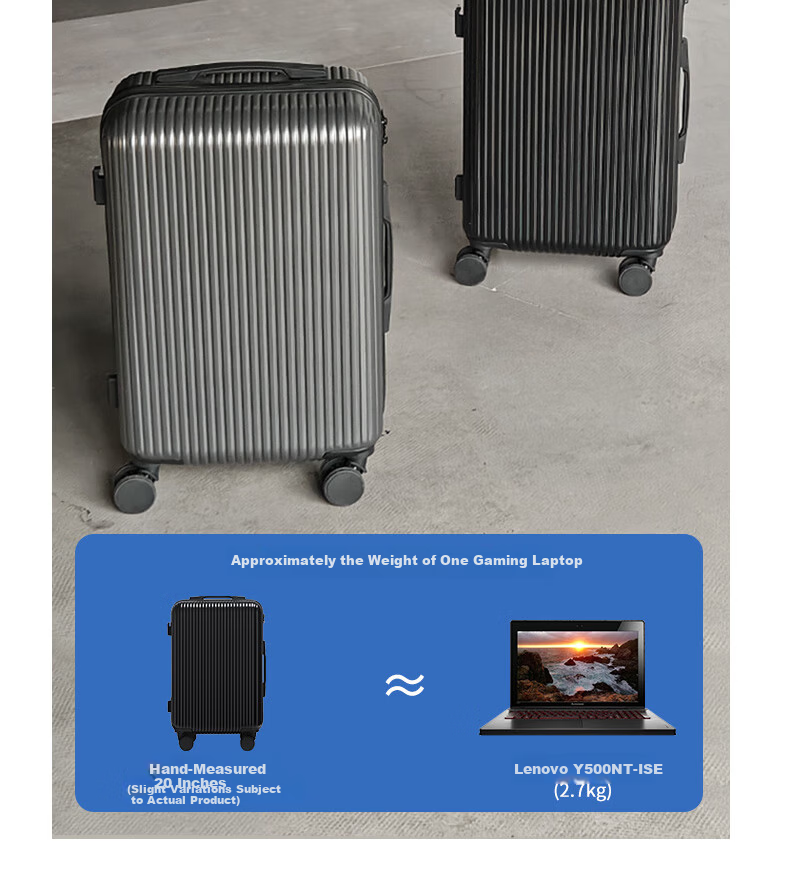 Jingsu Luggage Women's Carry-On Suitcase, Men's Trolley Case, Lightweight Student Password Travel Suitcase, 26-inch Black 7