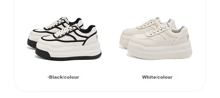 La Chapelle Women's Thick Sole White Sneakers Autumn Winter New Lightweight Height Increasing Sports Shoes Student Casual Skate Shoes Black 37 3