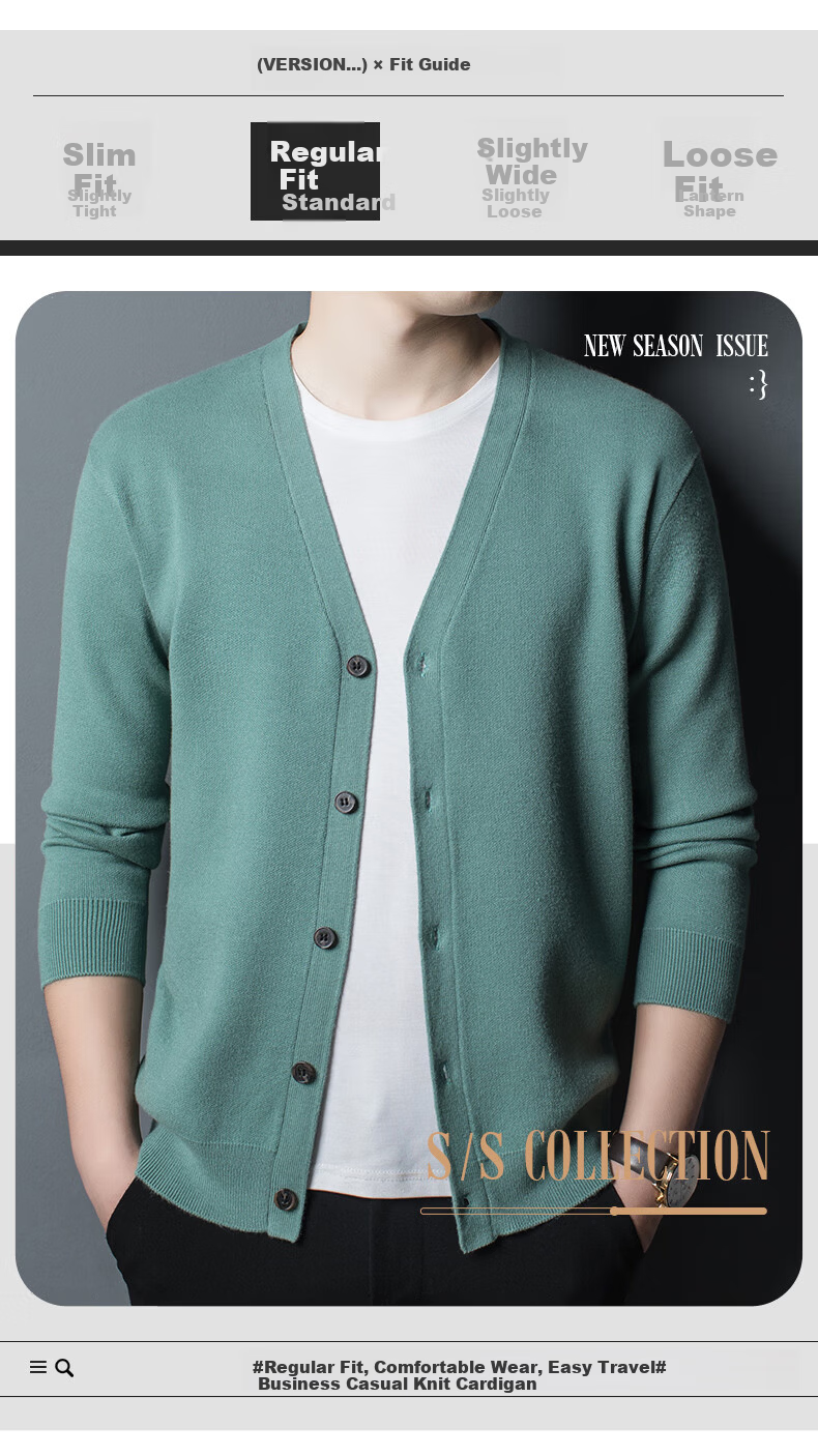 Hengyuanxiang Men's Knitted Cardigan Spring Autumn Solid Color Wool Blend Casual Warm Sweater Jacket 1