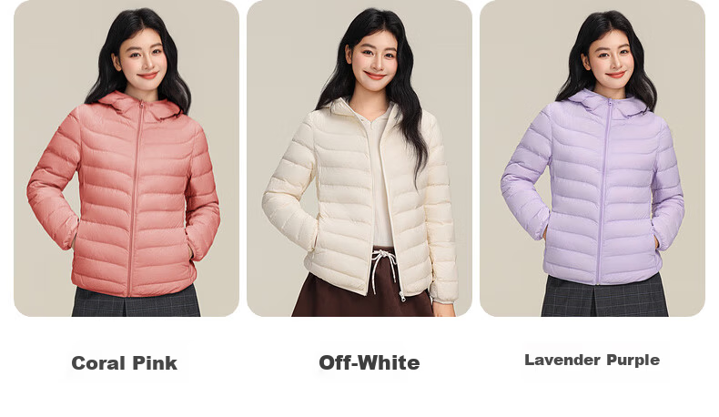 YAYA Lightweight Women's Down Jacket Warm Fashion Slim Short Duck Down Autumn Winter Hooded Lightweight Coat 9