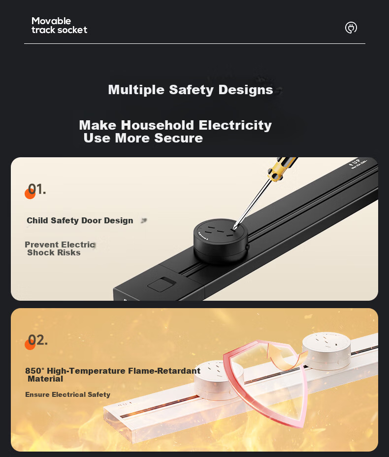 Comfort Home Kitchen Power Track Socket Surface Mounted Ultra-thin Slide Rail Socket Wireless High Power Island Counter Side Cabinet Movable Guide Rail Power Strip 12