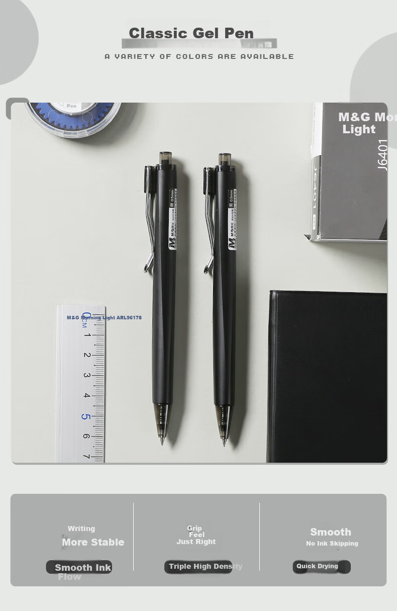 M&G AGPJ6401 Premium Series Retractable Bullet Tip Gel Pen Quick-Dry Student Exam Use 10-Pack 2