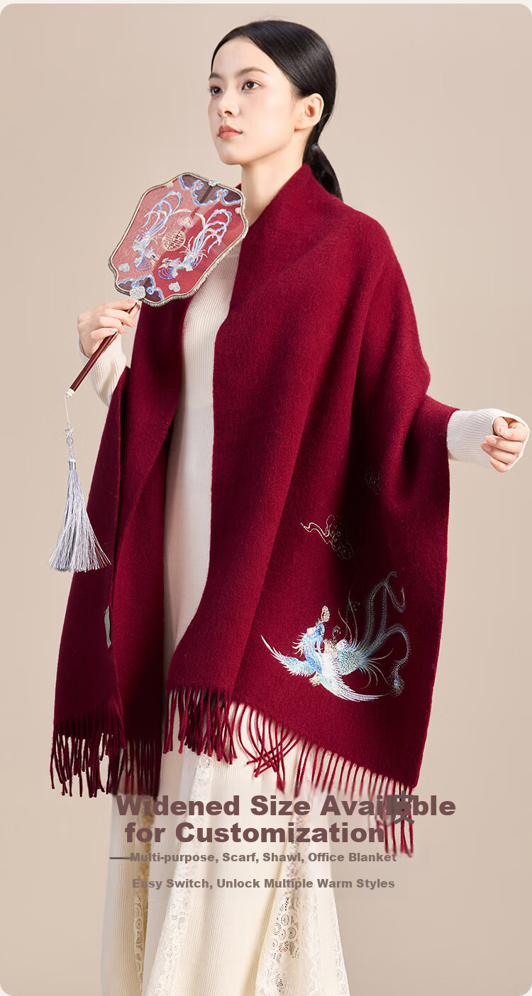 JIUMU Pure Wool Scarf for Women Elegant Warm Shawl Large Wrap Gift Box Mother's Day Birthday Present 15