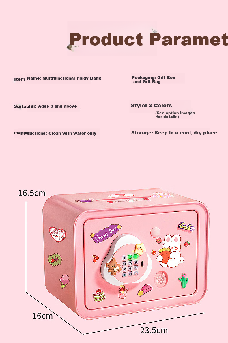 Kakabeier Kids Piggy Bank Toy Smart Savings Bank Password Fingerprint Early Education Finance 6-10 Years Boys Girls Birthday Gift 6