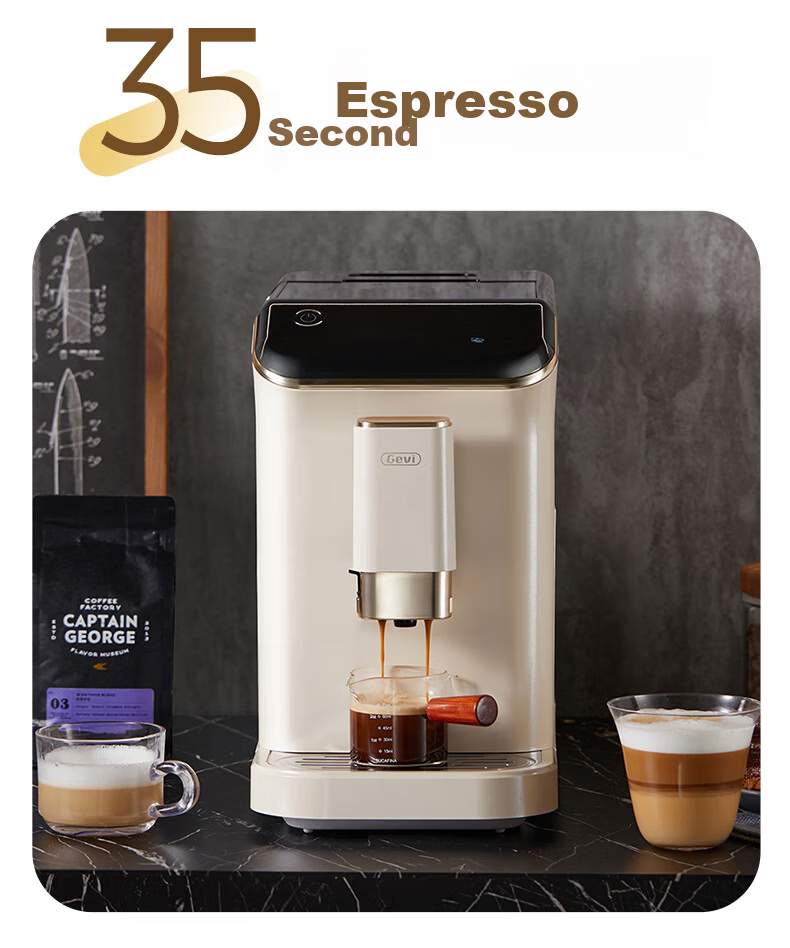 Gevi Fully Automatic Coffee Machine Small Grinder Integrated Italian American Coffee Dual Heating System GV-K01S One-Key Bean Cleaning [7-Day Free Trial] [Price Protection 618] 9