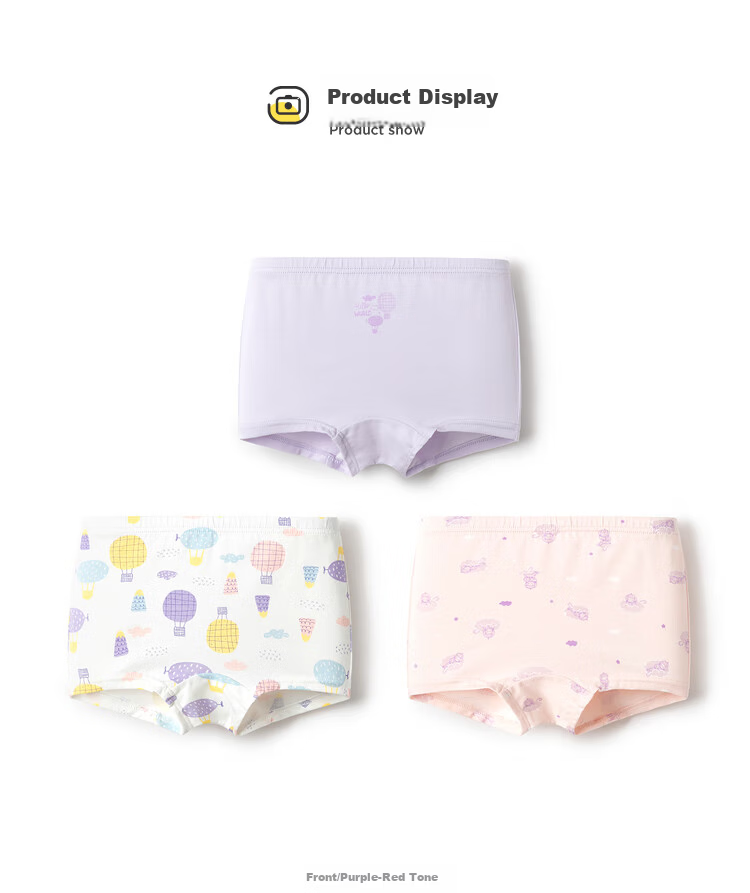 Balabala Girls' Cotton Boxer Briefs Spring New Children's Four-Point Shorts Non-Chafing PP Three-Pack 208924170020 5