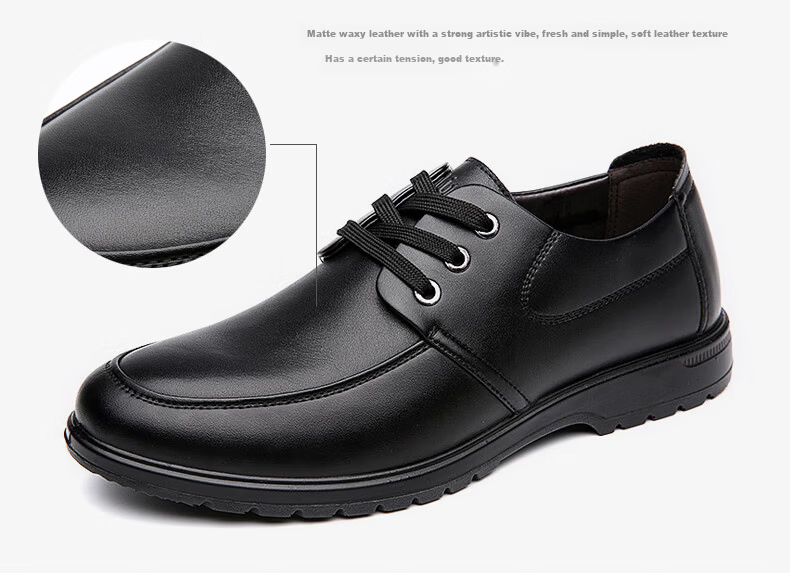 MULINSEN Men's Business Leather Shoes Simple Casual Single Shoes Black Size 41 SL67341 6