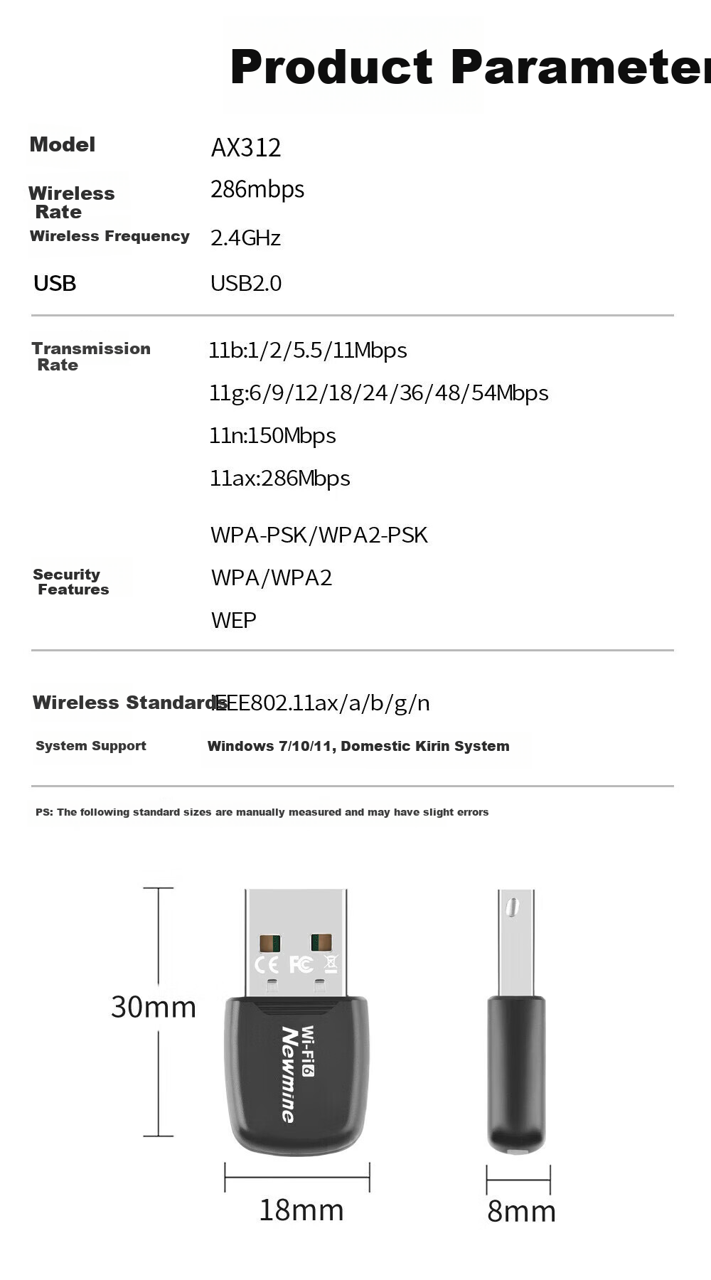 Newmine AC1300 USB Wireless Network Adapter Driver-Free Dual Antenna 1300Mbps Dual-Band WIFI for Desktop And Laptop External Use 5