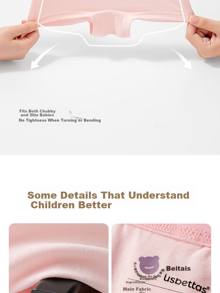 Beitais Fetal Sebum Skin Children's Cotton Breathable Short Boxer Underwear for Girls, 4-Pack 14