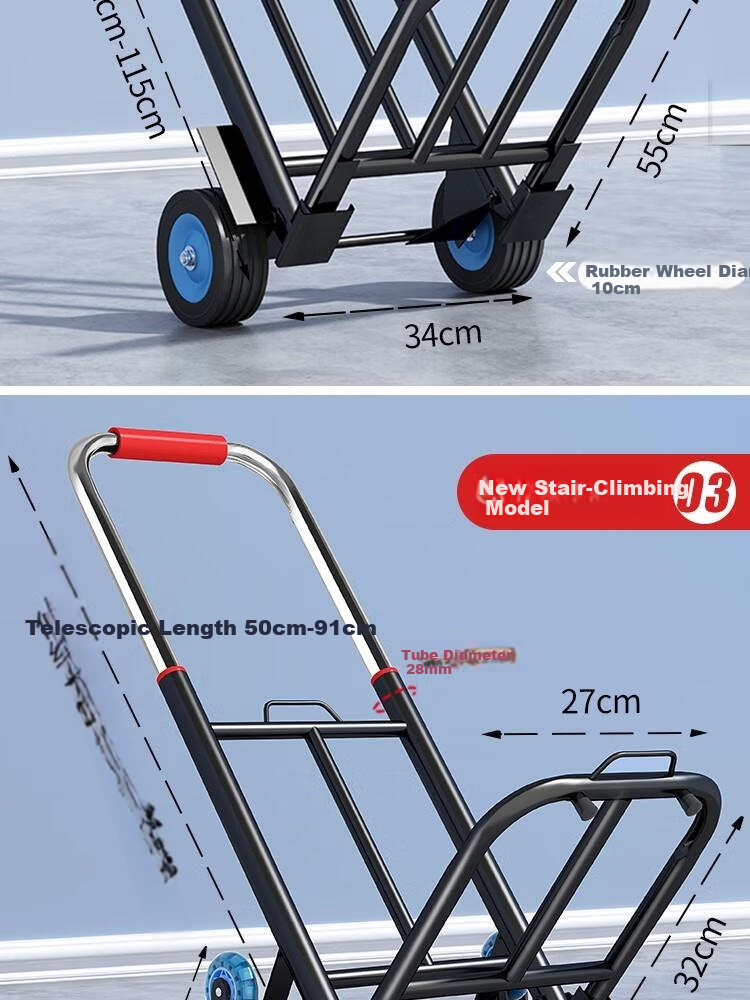 Paiying Foldable Hand Cart Folding Trolley Household Stair-Climbing Shopping Cart Small Pull Rod Cart 16