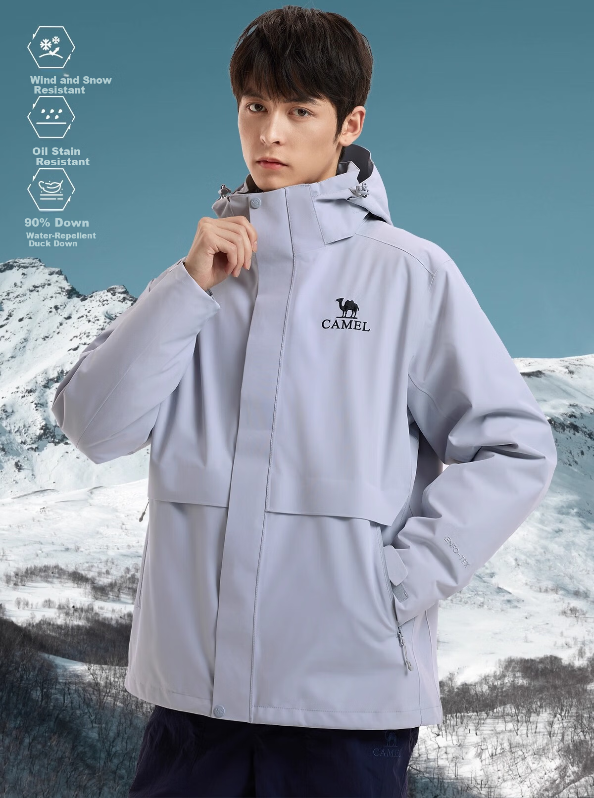 CAMEL Water-Repellent Down Liner Snowline Men's 3-in-1 Mountaineering Jacket B294 3XL 2