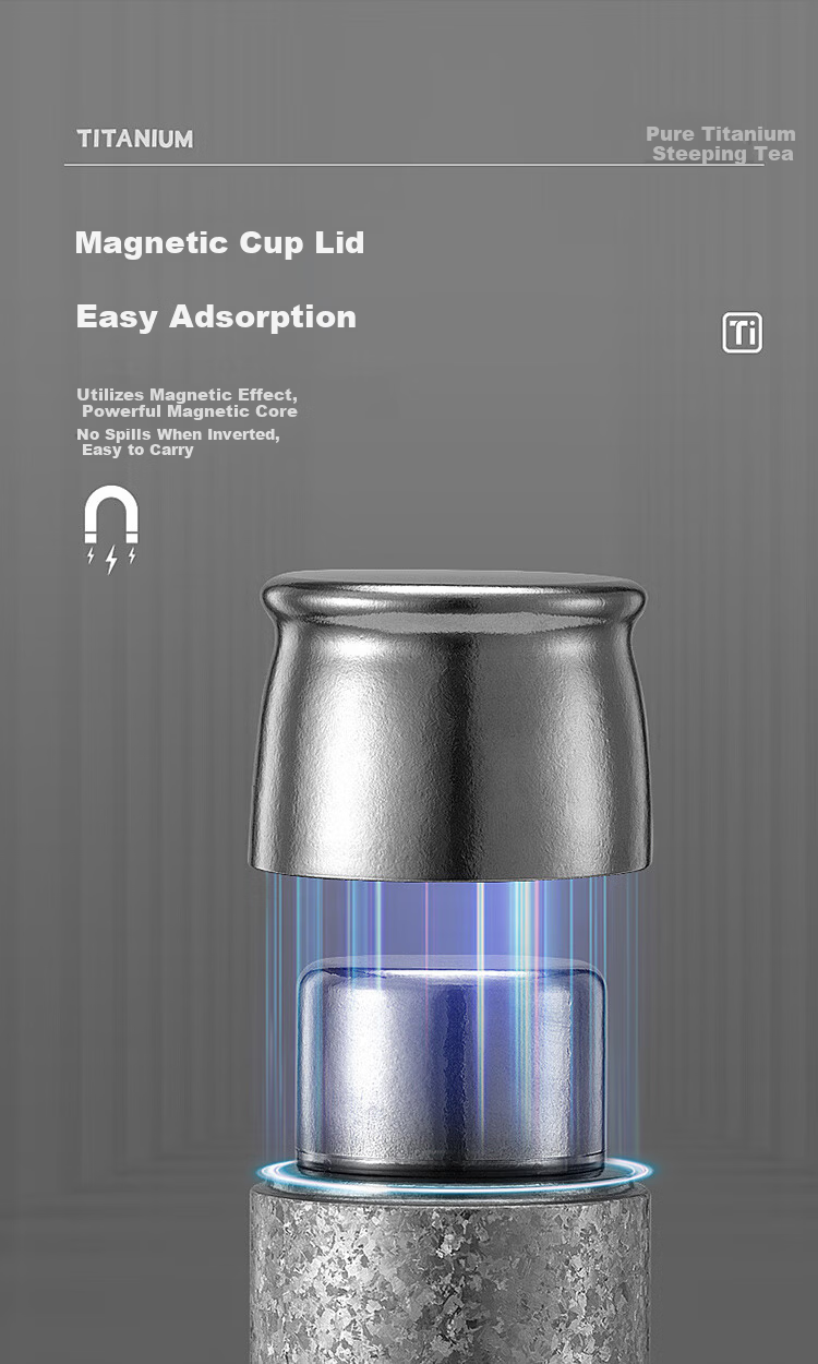 Qihu Pure Titanium Insulated High-End Tea Steeping Cup with Tea-Water Separation Outdoor Tea Brewing Gift Custom Glacier Blue 400ml 14