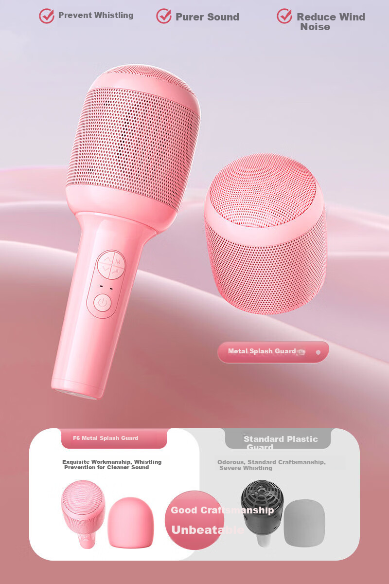 SANSUI F6 Wireless Bluetooth Microphone Speaker All-in-One KTV Home Karaoke Microphone for Kids Mobile Phone TV 4