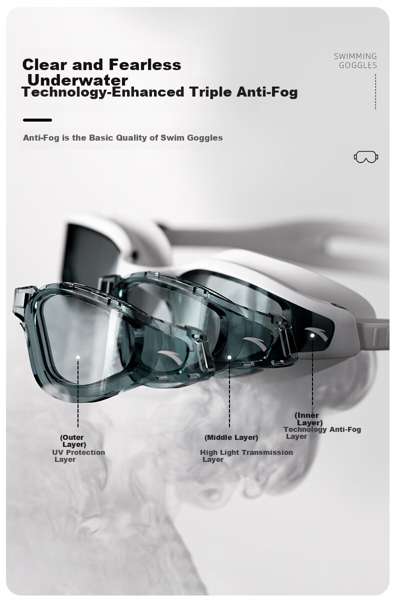ANTA Unisex Swimming Goggles HD Waterproof Anti-Fog Professional Sports Training Clear Lens Blue Electroplated 4