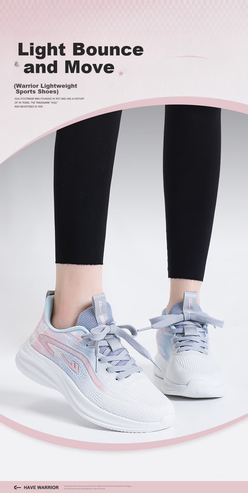Huili Official Women's Shoes, Summer Breathable Sneakers for Women, 2026 New Trendy Running Shoes, White Blue Pink, Size 37 1