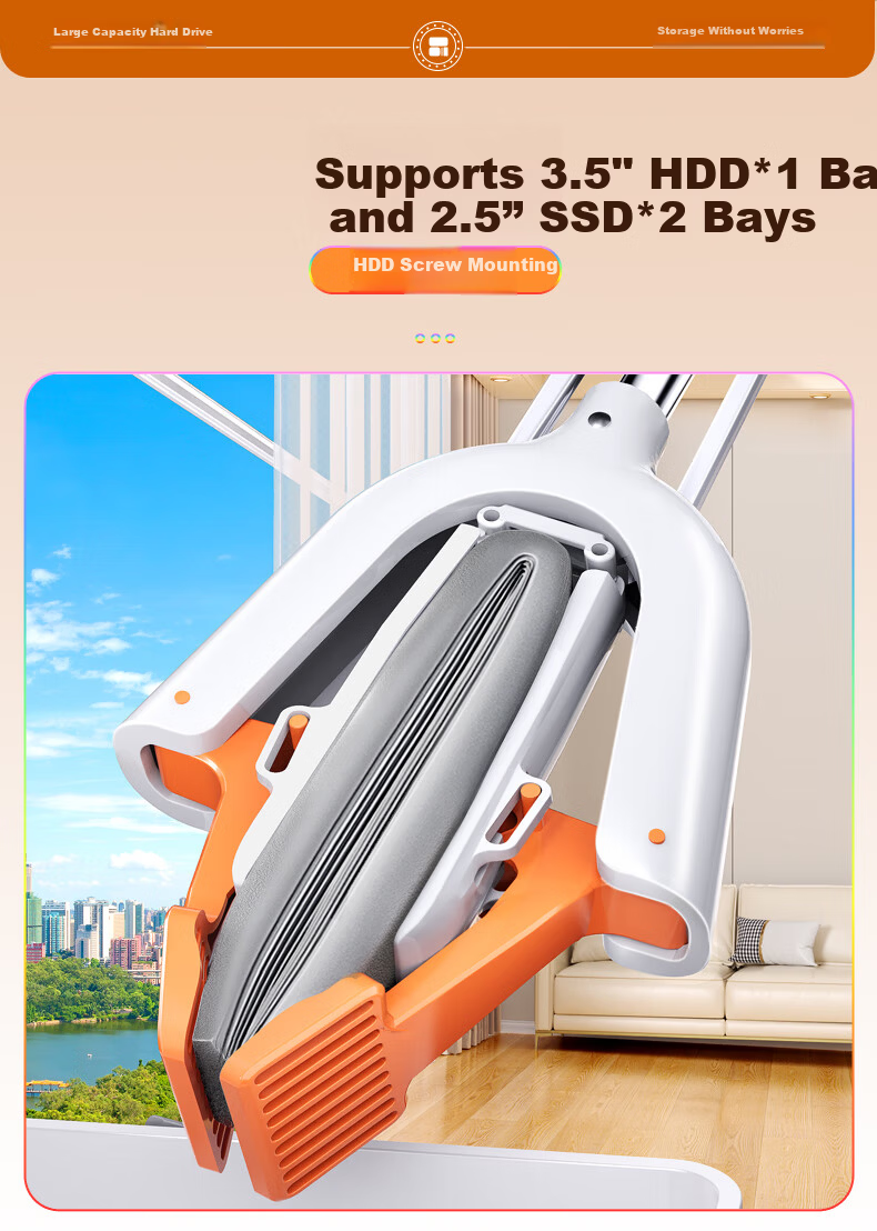 Jiabangshu Sponge Mop 38cm*2 Cotton Heads U-Shaped Wringer Double Squeeze Household Cleaning Mop 2025 Model Floor Cleaning Tool 1