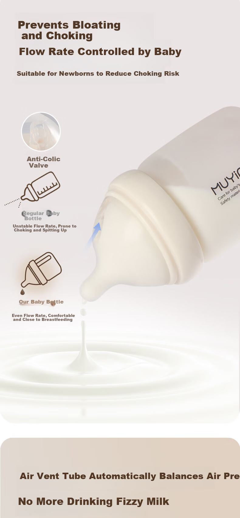Mother and Baby Glass Baby Bottle 0-6 Months Eccentric Nipple Newborn Infant Anti-Colic Anti-Choke Feeding Gift Box 160ml 3