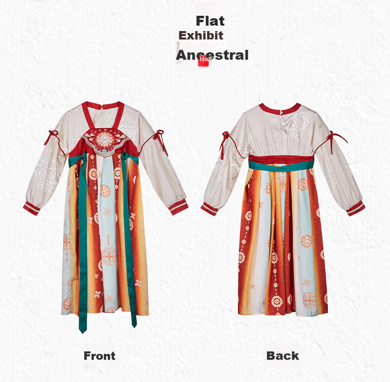 Follow Me Girls' Hanfu Spring and Autumn Heavy Embroidery Fairy Ruqun Traditional Chinese Dress Cream/Colorful 140 9