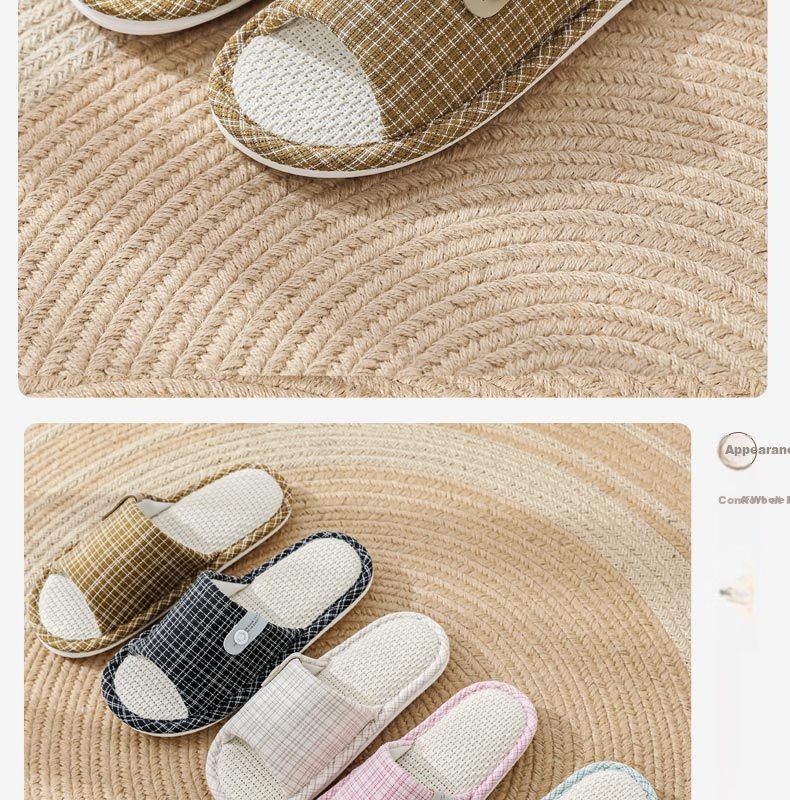 Huamei Jianbu Linen Slippers Non-Slip Couple Home Indoor Soft Sole Cotton Linen Floor Slippers HM6130 Brown Size 40-41 18
