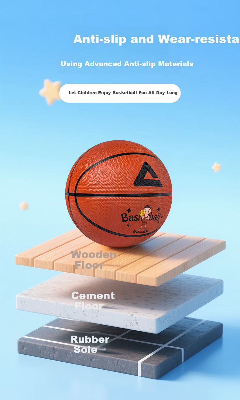 PEAK Basketball Training Court Indoor And Outdoor Wear-Resistant Size 3 Rubber Children's Toy Basketball, Pink 3
