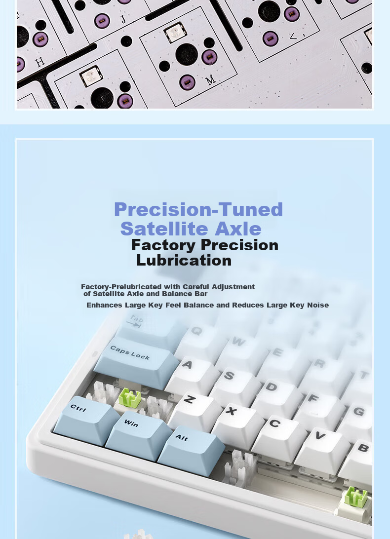 AULA F75 Wireless Customizable Mechanical Keyboard Wireless Bluetooth Tri-Mode Wired Gasket Structure 80-Key Hot-Swappable Gaming Office Glacier Blue Reaper Switch 9