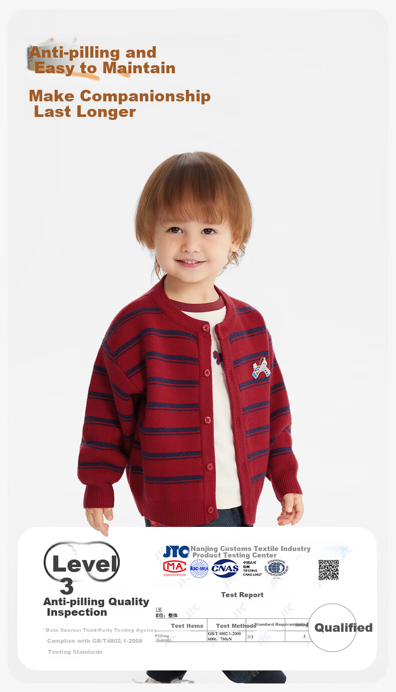 Ciciibear Boys' Thickened Anti-Static Pilling Sweater Cardigan Autumn Winter Striped Jacket for Babies and Girls 6